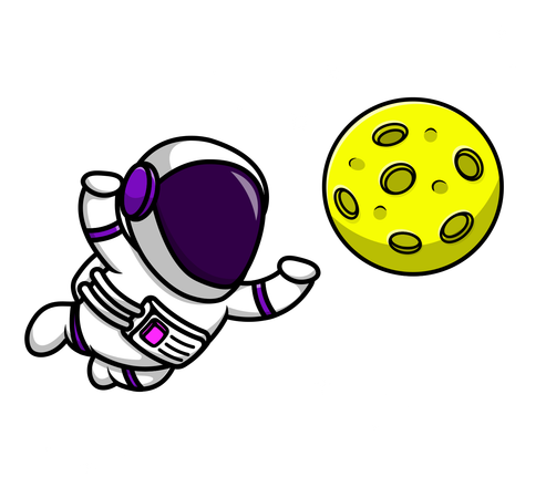 Astronaut schwebt im Weltraum mit Mond  Illustration