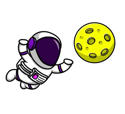 Astronaut schwebt im Weltraum mit Mond  Illustration