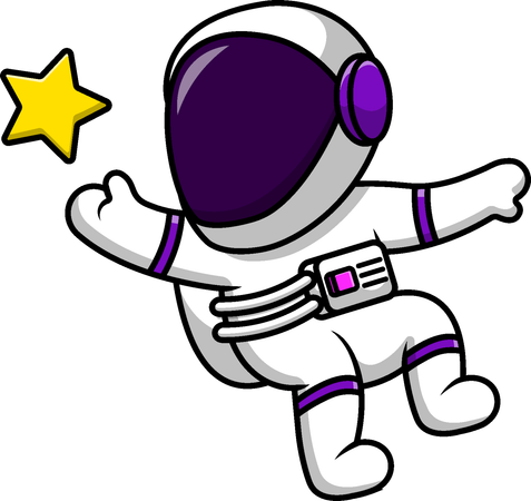 Astronaut schwebt im Weltraum mit Stern  Illustration