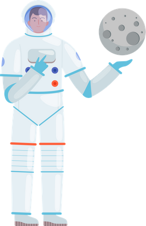 Astronaut showing moon Illustration