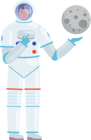 Astronaut showing moon  Illustration