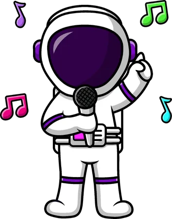 Astronaut Singing With Microphone  イラスト