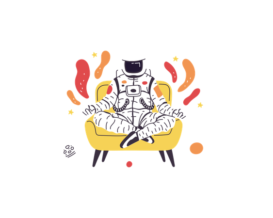 Astronaut sitting in lotus pose  Illustration