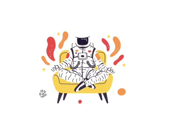 Astronaut sitting in lotus pose  Illustration