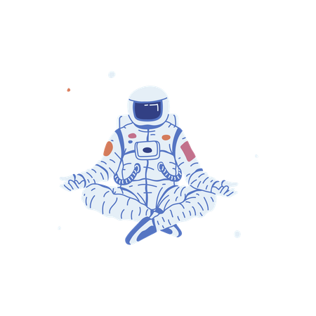 Astronaut sitting in lotus position  Illustration