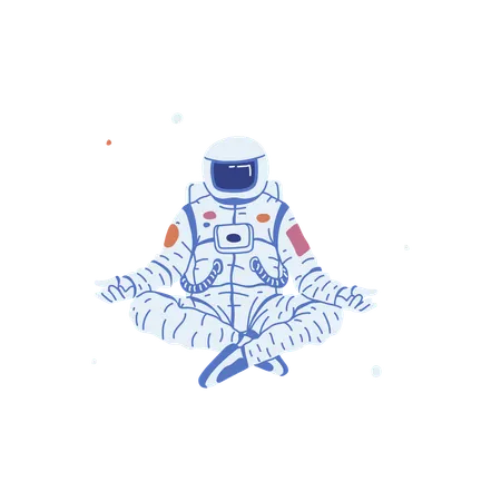 Astronaut sitting in lotus position  Illustration