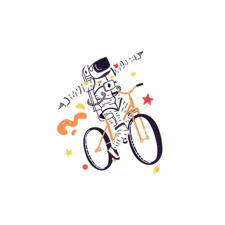 Astronaut sitting on a bicycle  Illustration