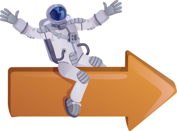 Astronaut sitting on arrow Illustration