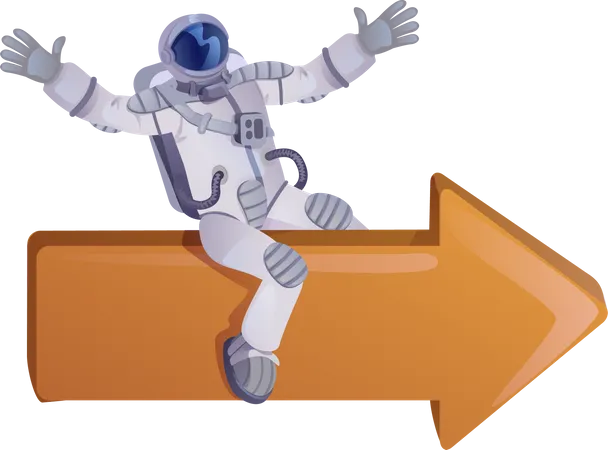 Astronaut sitting on arrow  Illustration