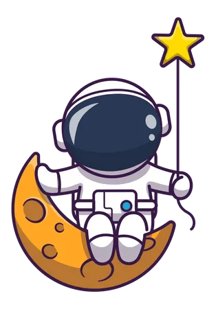 Astronaut sitting on moon Illustration