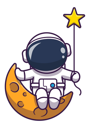 Astronaut sitting on moon  Illustration