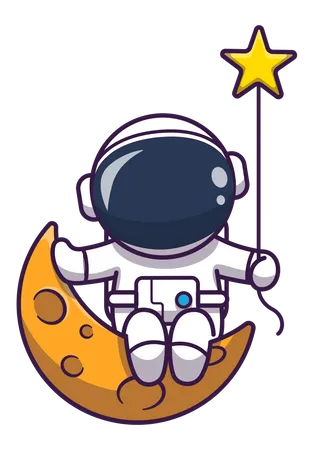 Astronaut sitting on moon  Illustration