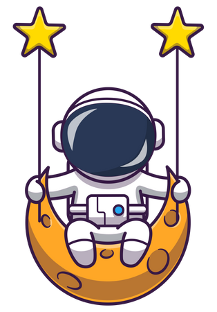 Astronaut sitting on moon swing  Illustration