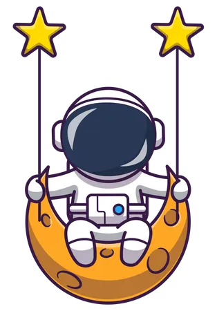 Astronaut sitting on moon swing  Illustration