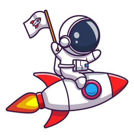 Astronaut sitting on rocket Illustration