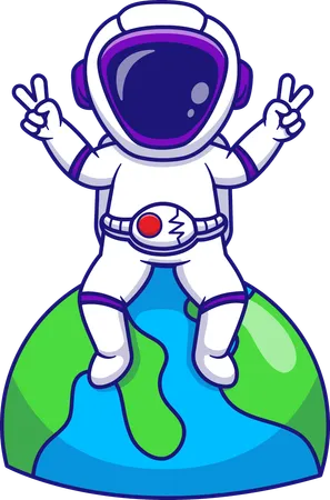 Astronaut Sitting On The Earth  Illustration