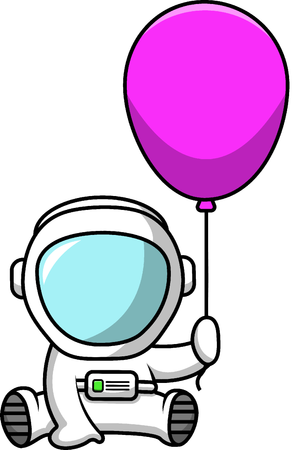 Astronaut Sitting With Holding Balloon  Illustration