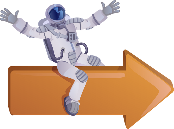 Astronaut sitzt auf Pfeil  Illustration