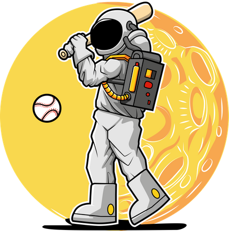 Astronaut spielt Baseball  Illustration