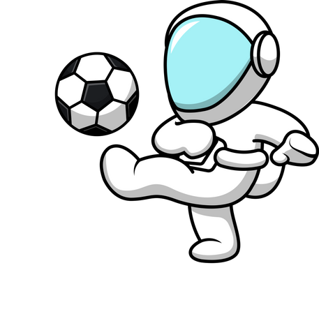 Astronaut spielt Fußball  Illustration