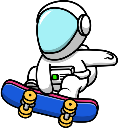 Astronaut spielt mit Skateboard  Illustration