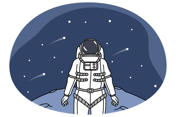 Astronaut stand on surface explore universe  Illustration