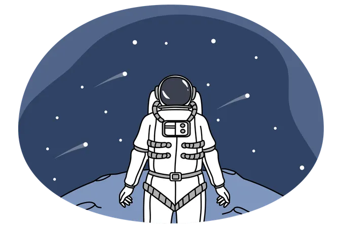 Astronaut stand on surface explore universe  Illustration