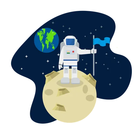 Astronaut standing on the moon  Illustration