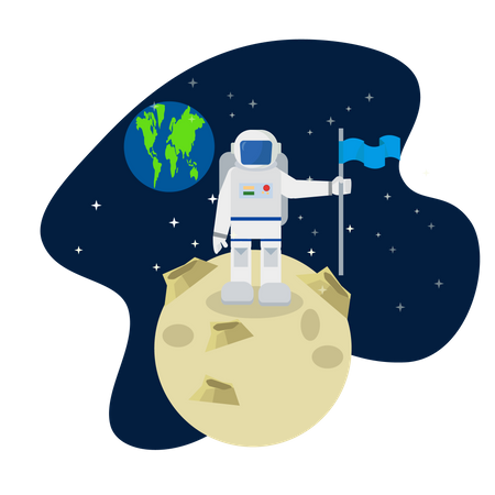 Astronaut standing on the moon  Illustration