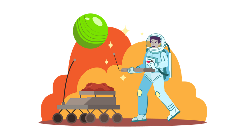 Astronaut steuert Raumfähre  Illustration