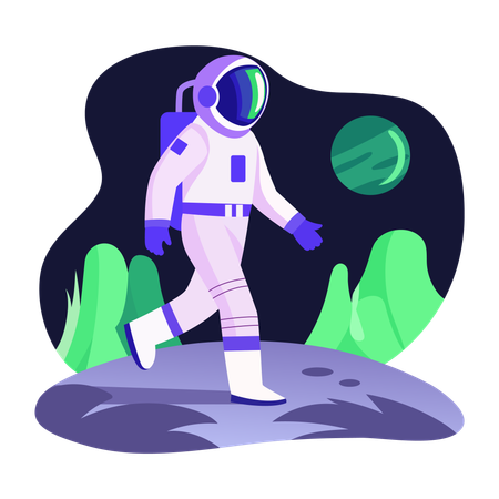 Astronaut walking on moon  Illustration