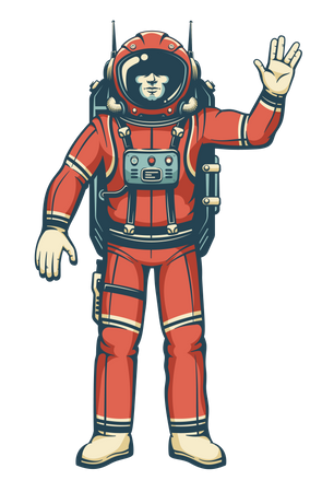 Astronaut waves his hand  Illustration