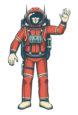 Astronaut waves his hand  Illustration