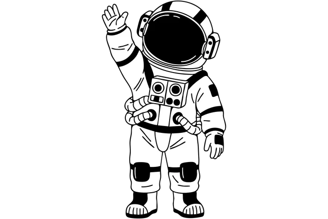 Astronaut waving hand  Illustration