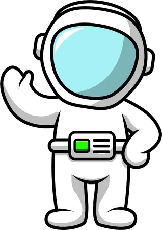 Astronaut Waving Hand  Illustration