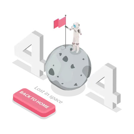 Astronaut with 404 Error  Illustration