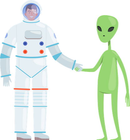 Astronaut with alien  イラスト