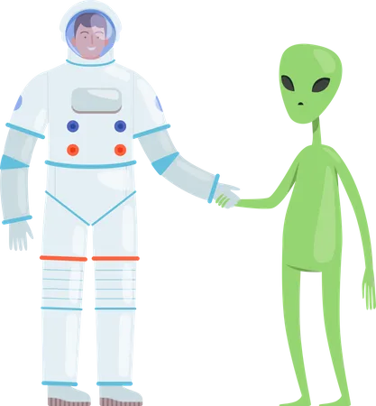 Astronaut with alien  Illustration
