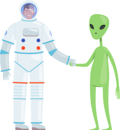 Astronaut with alien  Illustration