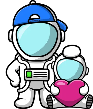 Premium Vector  Cute couple astronauts hug art illustrations