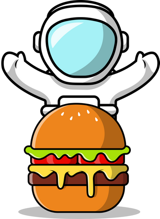 Astronaut With Burger Illustration