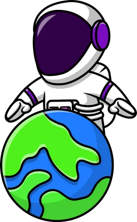 Astronaut With Earth  Illustration