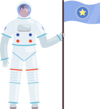 Astronaut with flag  Illustration