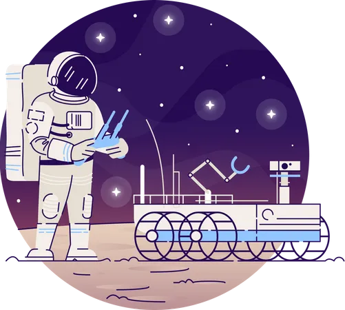 Astronaut with moon rover  Illustration