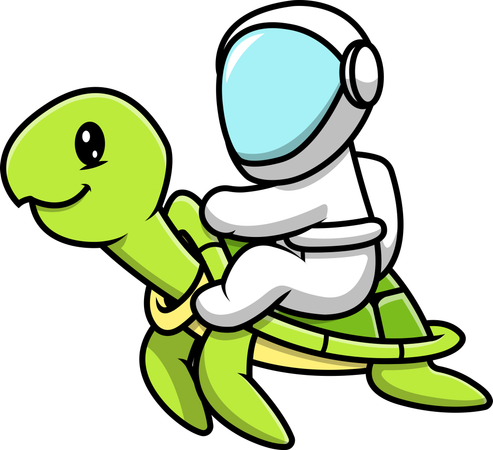Astronaut With Turtle  Illustration