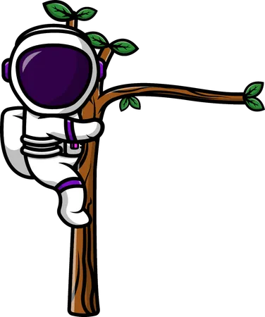 Astronauta colgado de un arbol  Ilustración