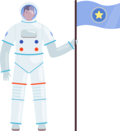 Astronauta com bandeira  Ilustração