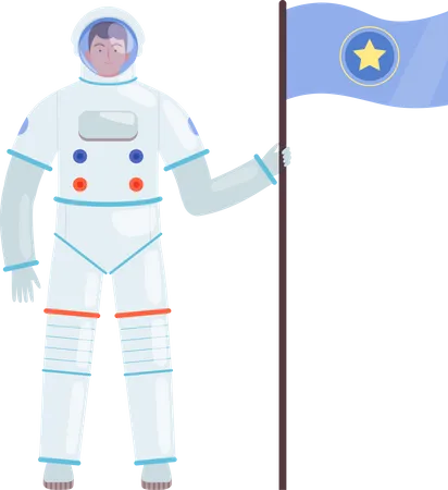 Astronauta com bandeira  Ilustração