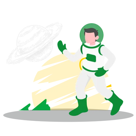 Astronauta con planeta  Ilustración