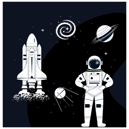 Astronauta con traje espacial  Ilustración